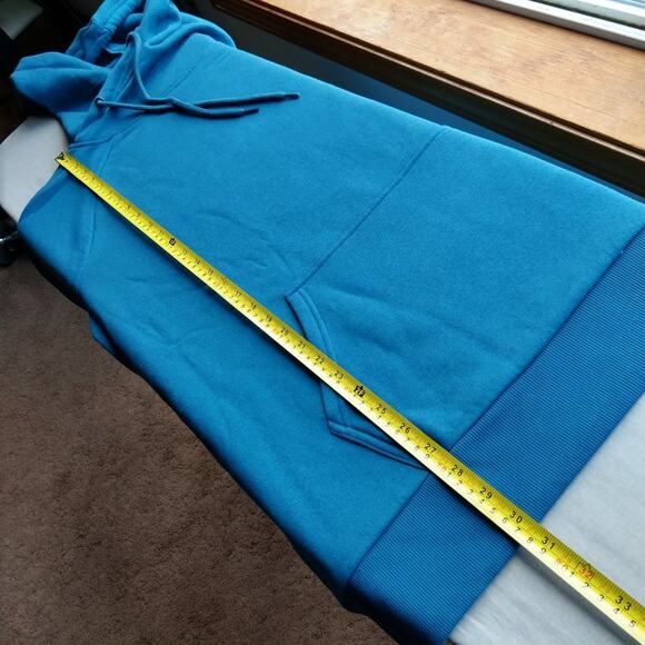 Zenana Teal Side Tie Hoodie 1X longline sweatshirt pullover asymmetrical - Picture 9 of 11